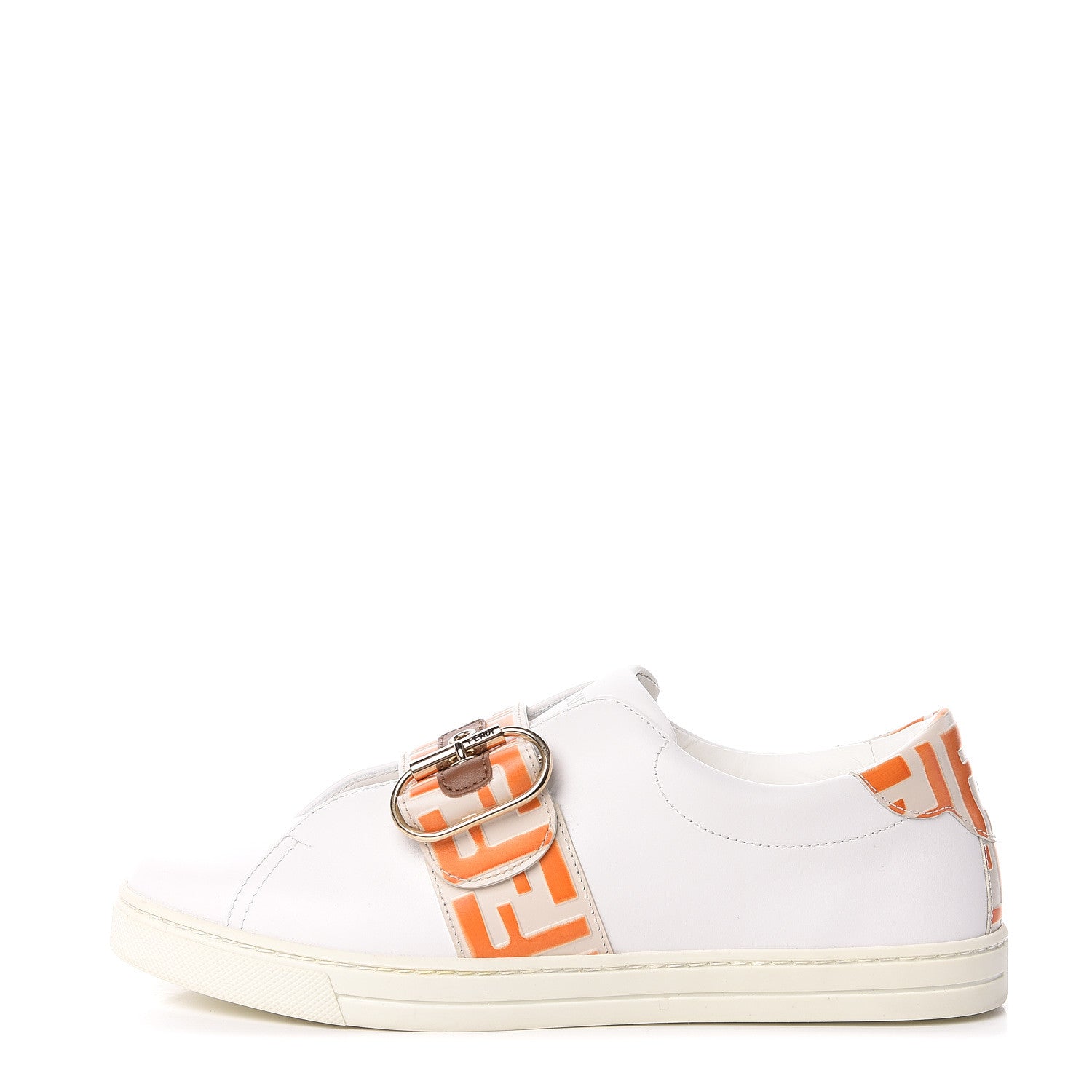 Fendi Vitello FF Embossed Womens Slip On Sneakers 40 Ultra White Camelia Aranciata 1 of 8