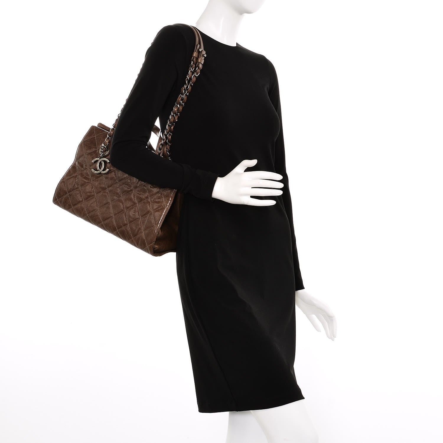 Chanel Crumpled Grained Calfskin CC Crave Tote Brown 2 of 7