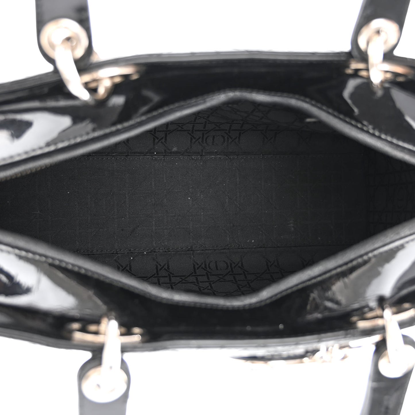 Patent Cannage Large Lady Dior Black