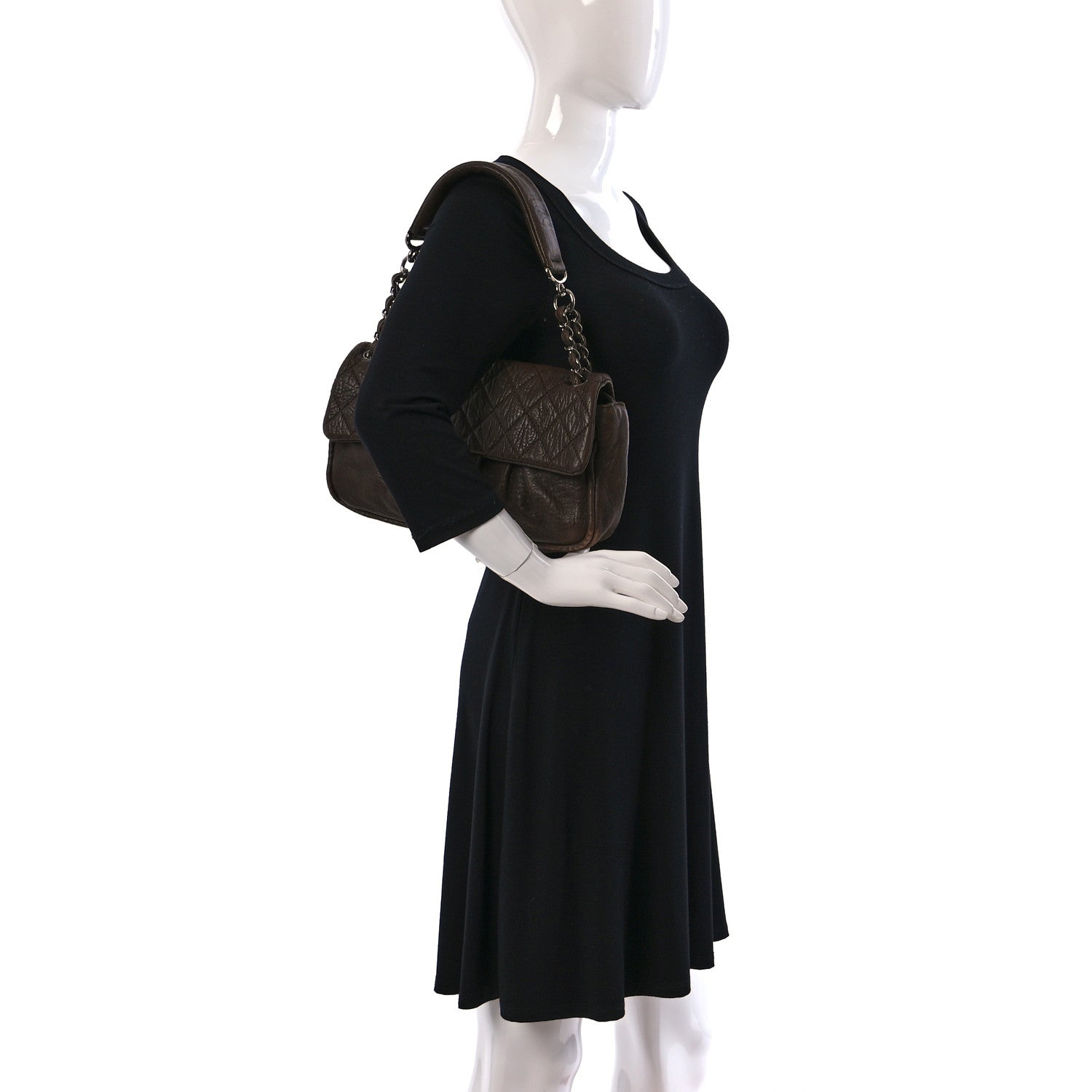 Chanel Distressed Lambskin Lady Braid Flap Brown 2 of 13