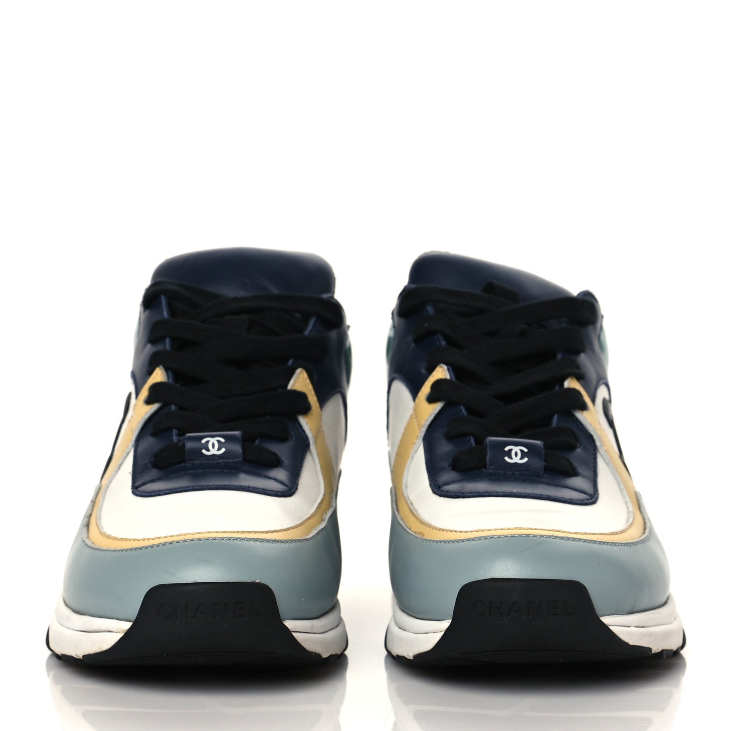 Calfskin Patent CC Sneakers 39 White Blue Yellow