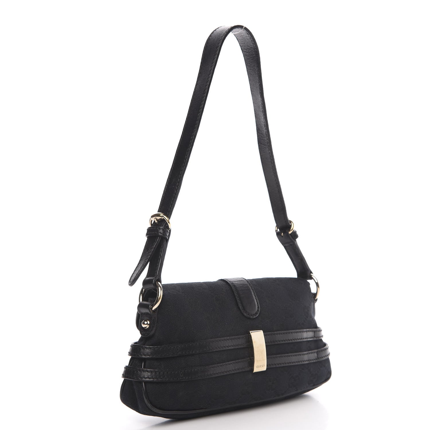 Gucci Monogram Horsebit Chain Flap Shoulder Bag Black 3 of 12