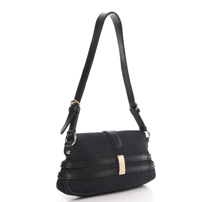Gucci Monogram Horsebit Chain Flap Shoulder Bag Black 3 of 12