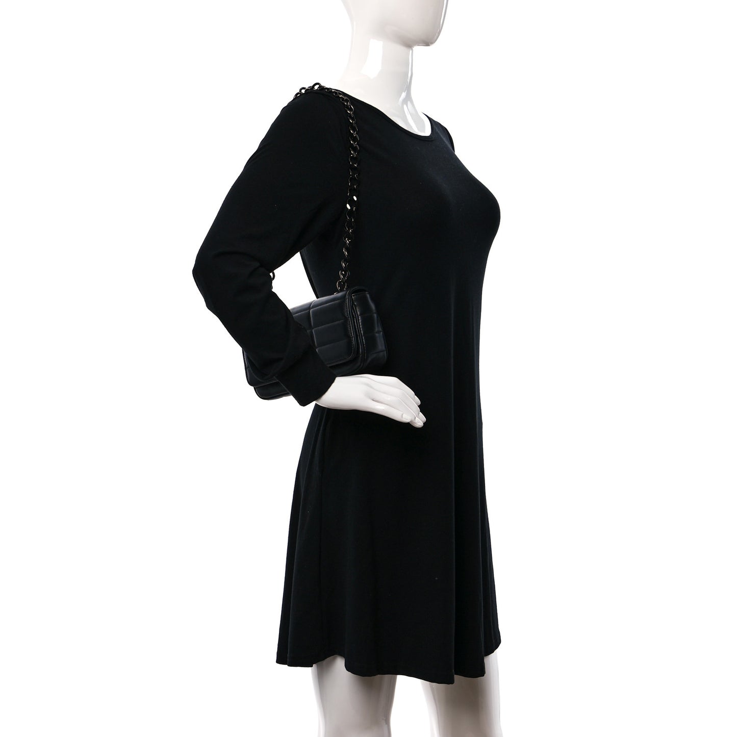 Goatskin Matelasse Chain Shoulder Bag Black