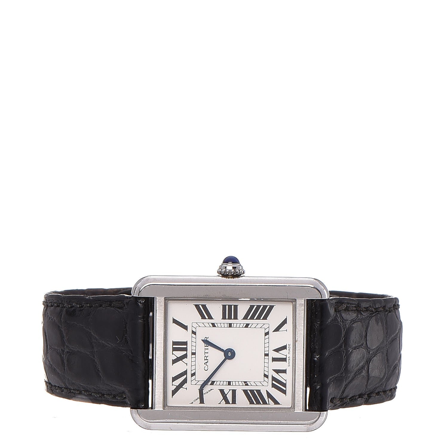 Cartier Stainless Steel Alligator 24mm Tank Solo Quartz Watch 3 of 11
