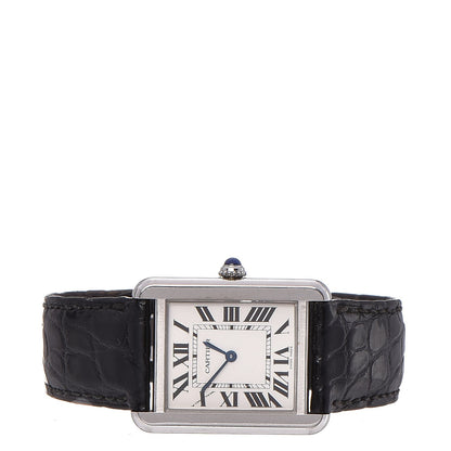 Cartier Stainless Steel Alligator 24mm Tank Solo Quartz Watch 3 of 11