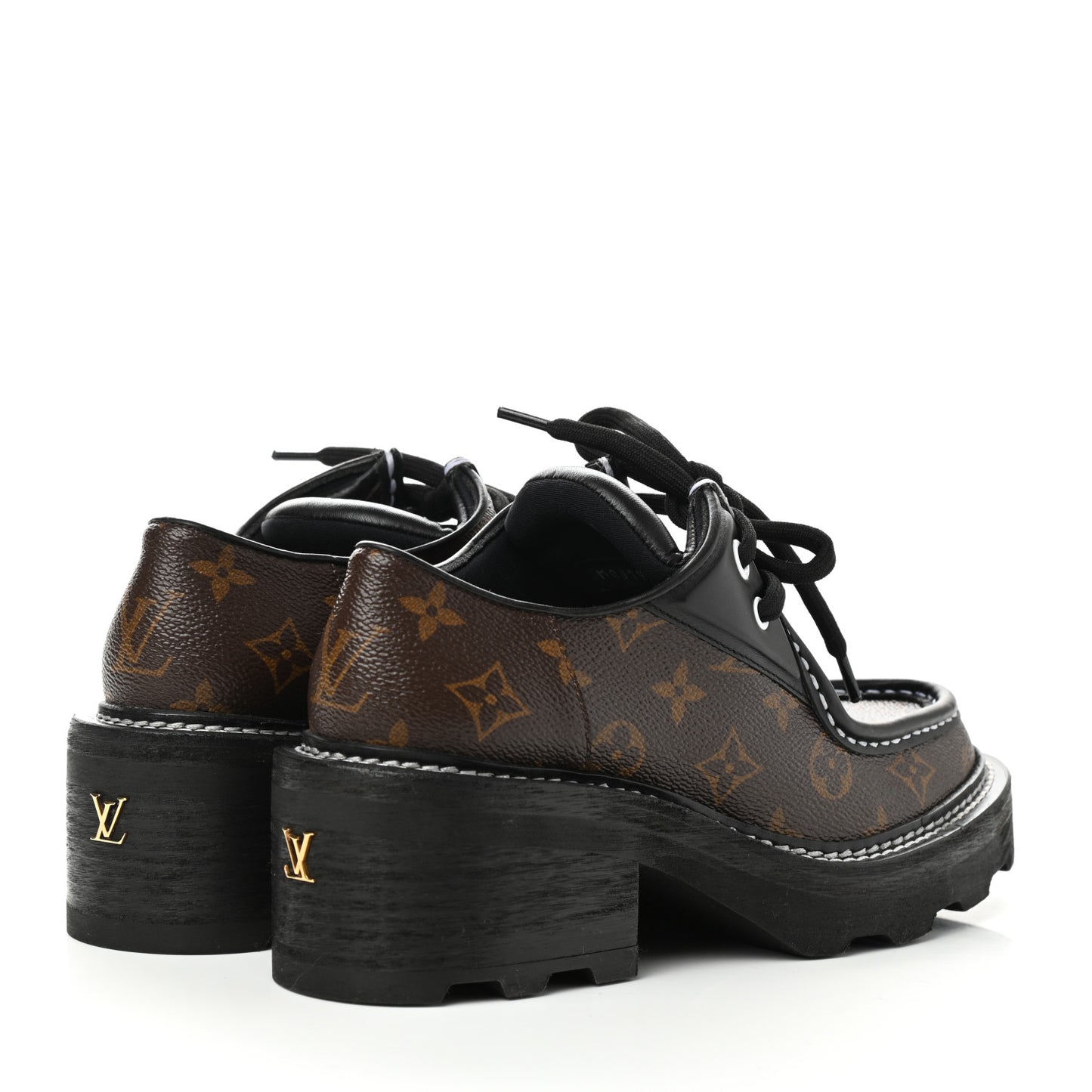 Monogram Calfskin Beaubourg Platform Derby Shoes 38 Brown