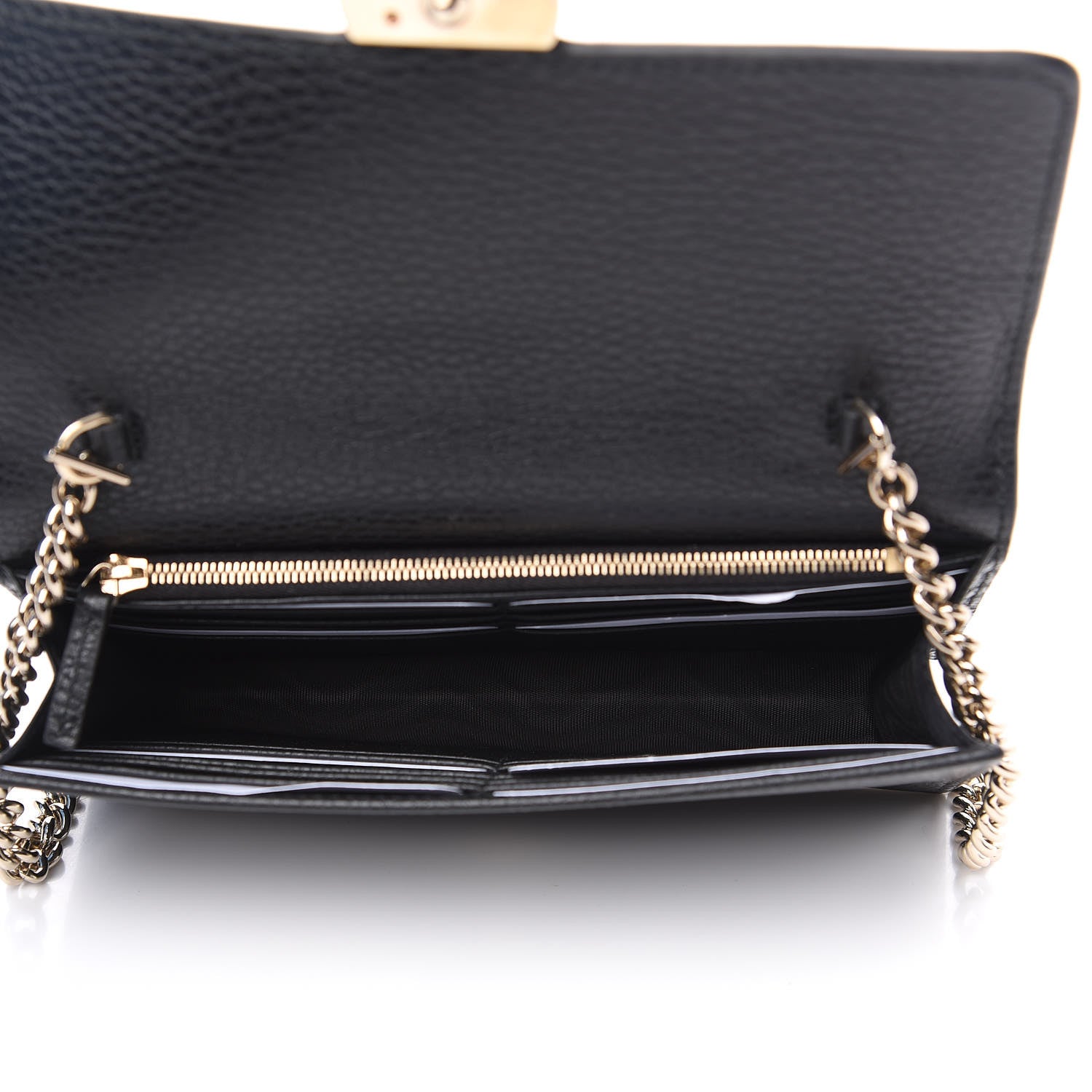 Gucci Dollar Calfskin Interlocking G Chain Wallet Black 4 of 6
