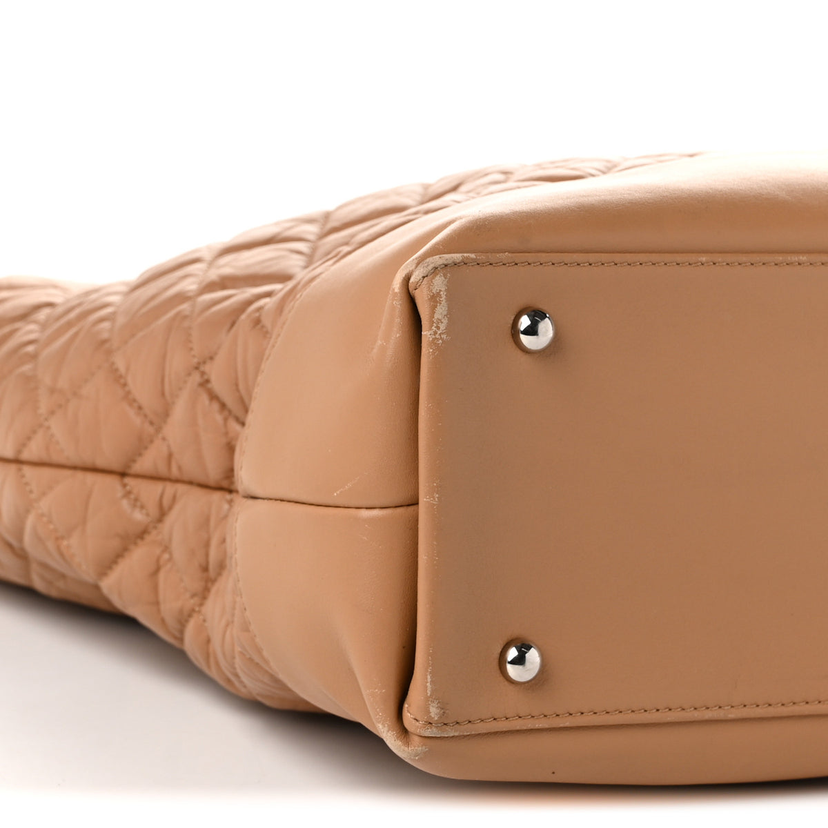Aged Calfskin Quilted Be CC Tote Beige