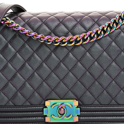 Chanel Iridescent Goatskin Quilted New Medium Boy Flap Purple 8 of 10