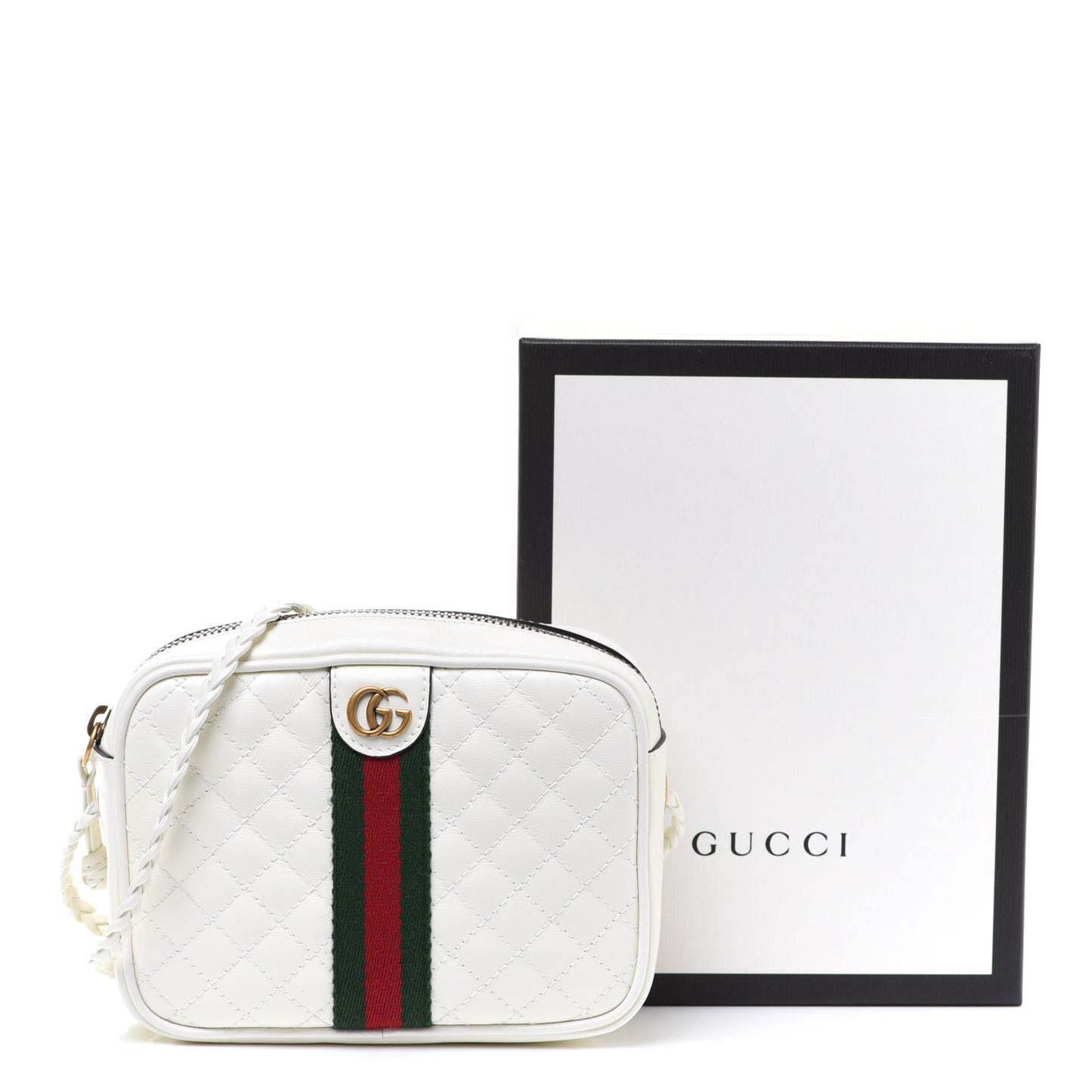 Calfskin Web Trapuntata Mini Shoulder Bag Off White
