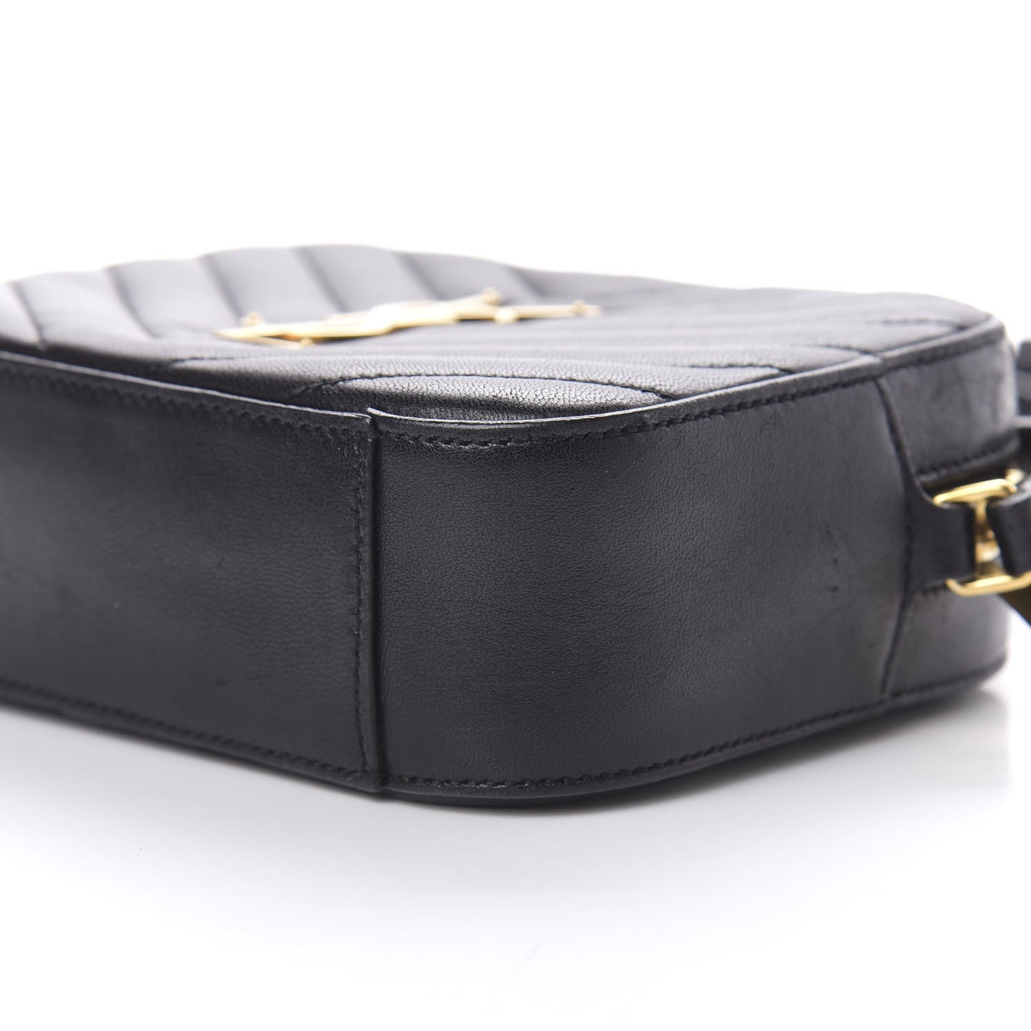Lambskin Chevron Small Classic Monogram Camera Bag Black