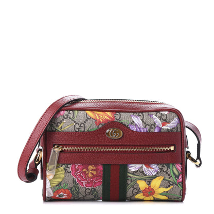 Gucci GG Supreme Monogram Flora Web Mini Ophidia Shoulder Bag Red 1 of 9