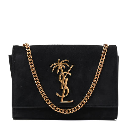 Saint Laurent Suede Small Classic Monogram Palm Tree Kate Satchel Black 1 of 8