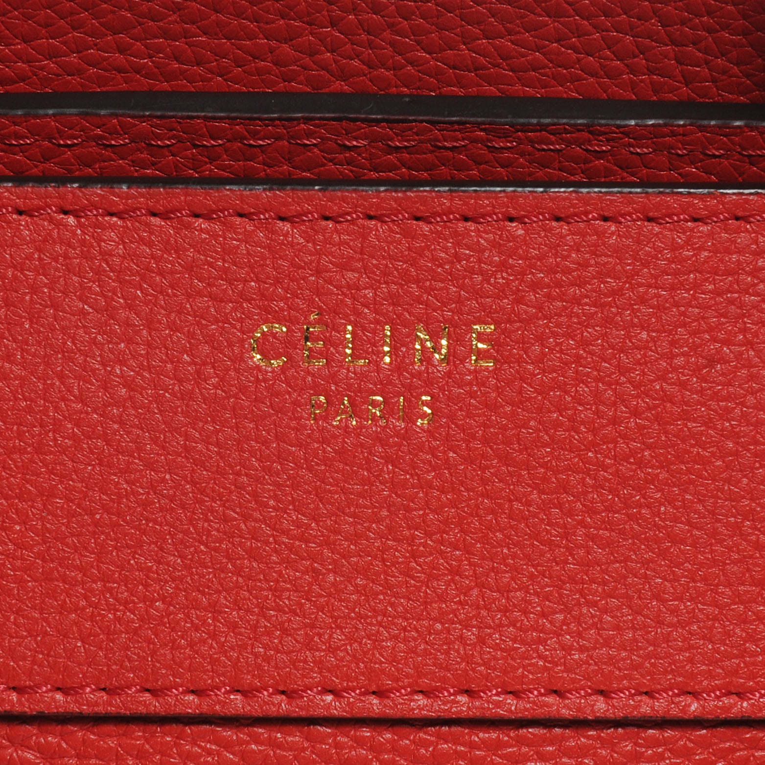 Celine Drummed Calfskin Mini Luggage Bag Red 9 of 10