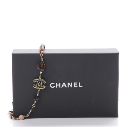 Chanel Beaded Resin CC Long Necklace Gold Multicolor 5 of 5