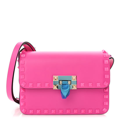 Valentino Garavani Smooth Calfskin Enamel Tonal Small Rockstud23 Shoulder Bag Pink PP 1 of 9