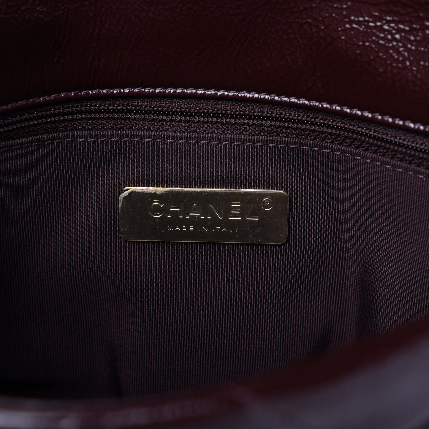 Shiny Crumpled Calfskin Quilted Medium Chanel 19 Flap Burgundy