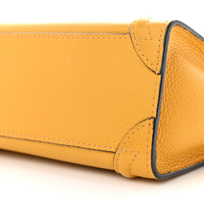 Celine Drummed Calfskin Nano Luggage Ocre 10 of 12