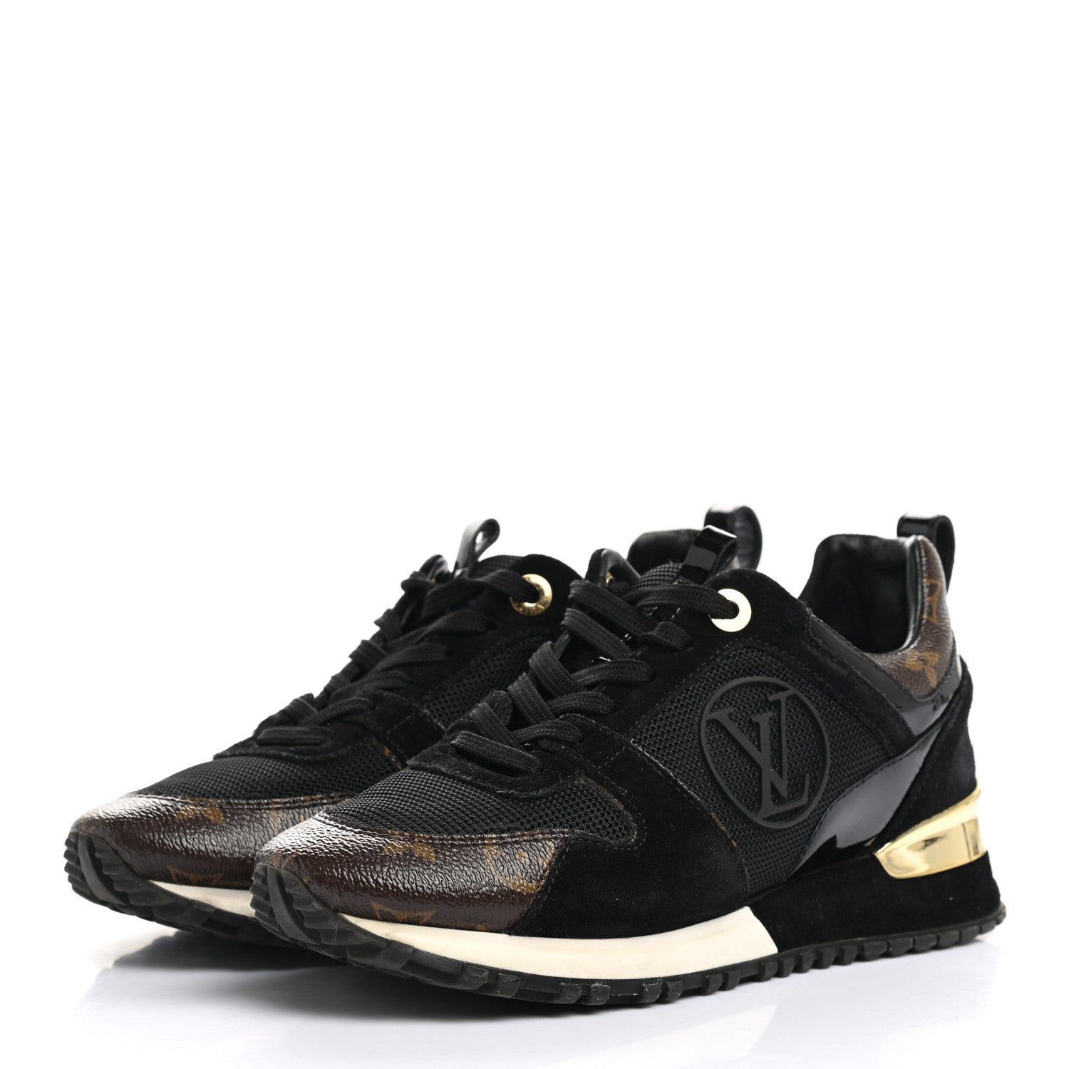 Louis Vuitton Suede Monogram Run Away Sneakers 36 Black 2 of 9