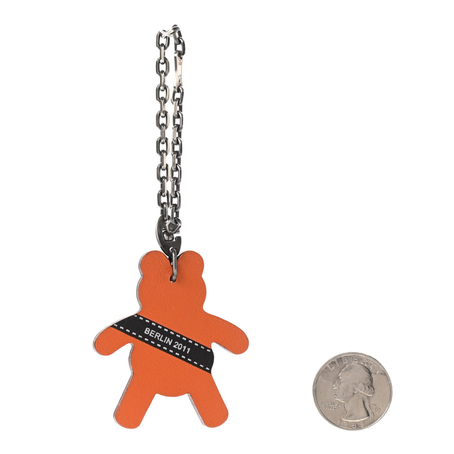 Tadelakt Berlin Teddy Bear Key Chain Bag Charm Orange