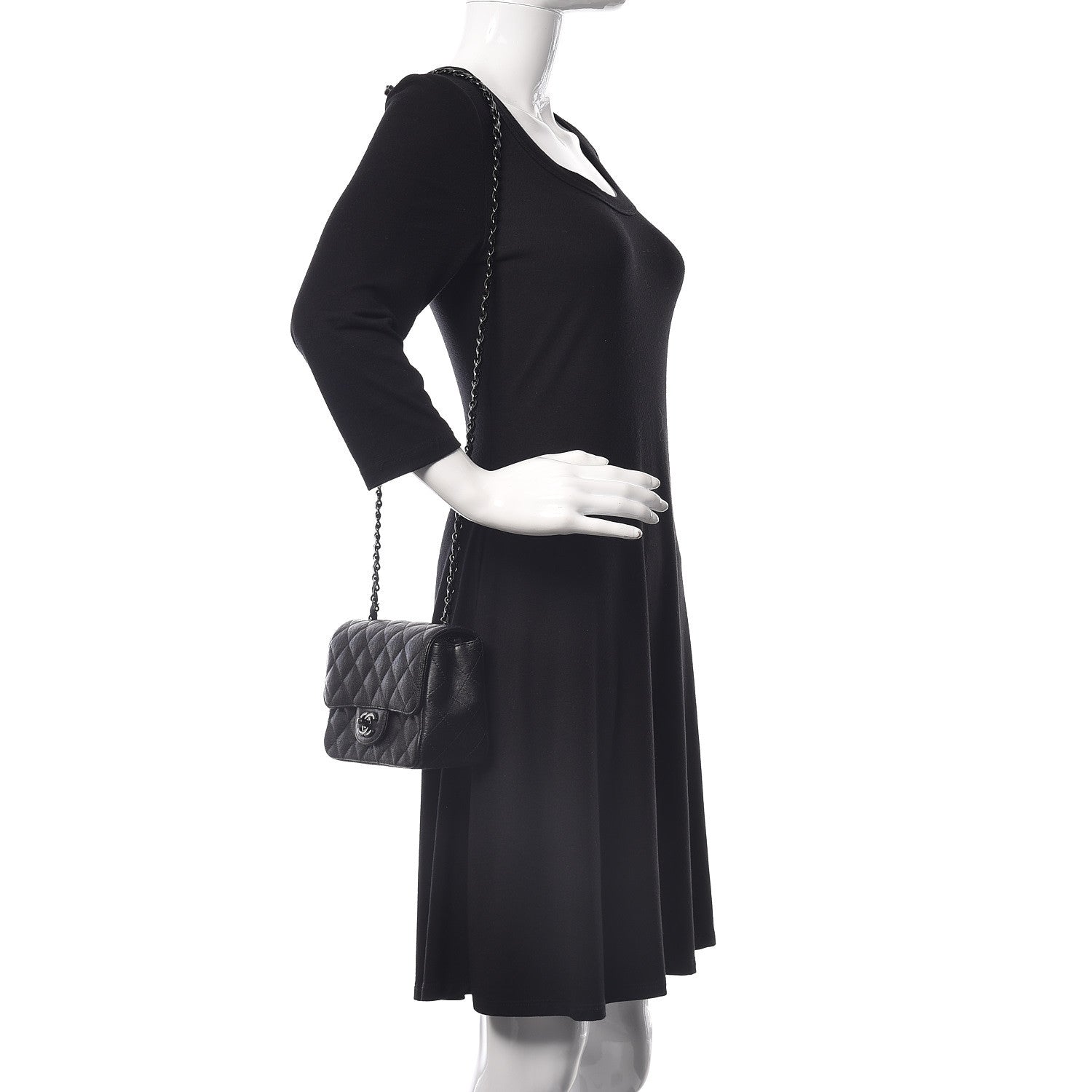 Chanel Crumpled Calfskin Quilted Mini Square Flap So Black 2 of 11