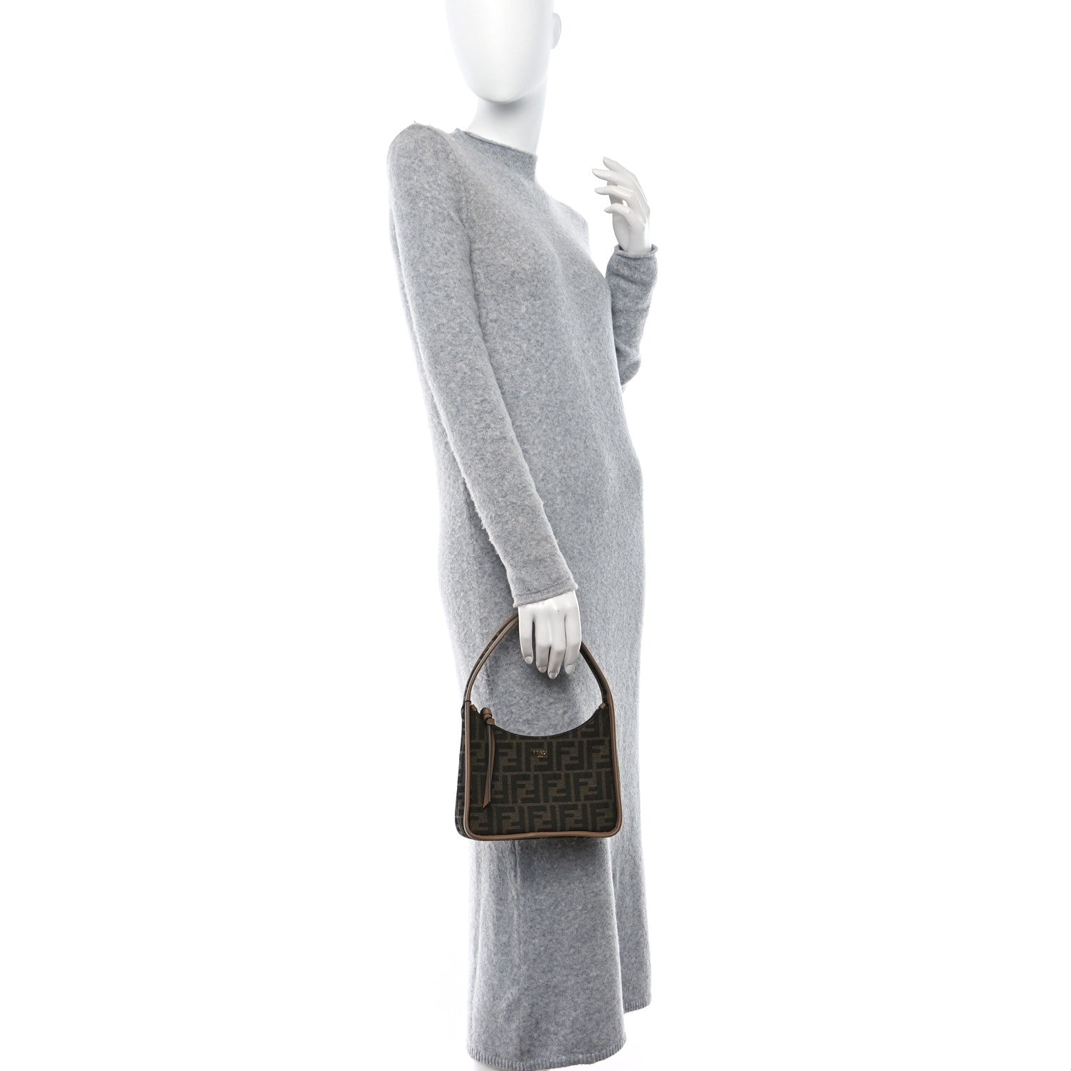 Fendi Fabric Jacquard Vitello Grace FF 1974 Mini Fendessence Shoulder Bag Tobacco Moro Ebano 2 of 8
