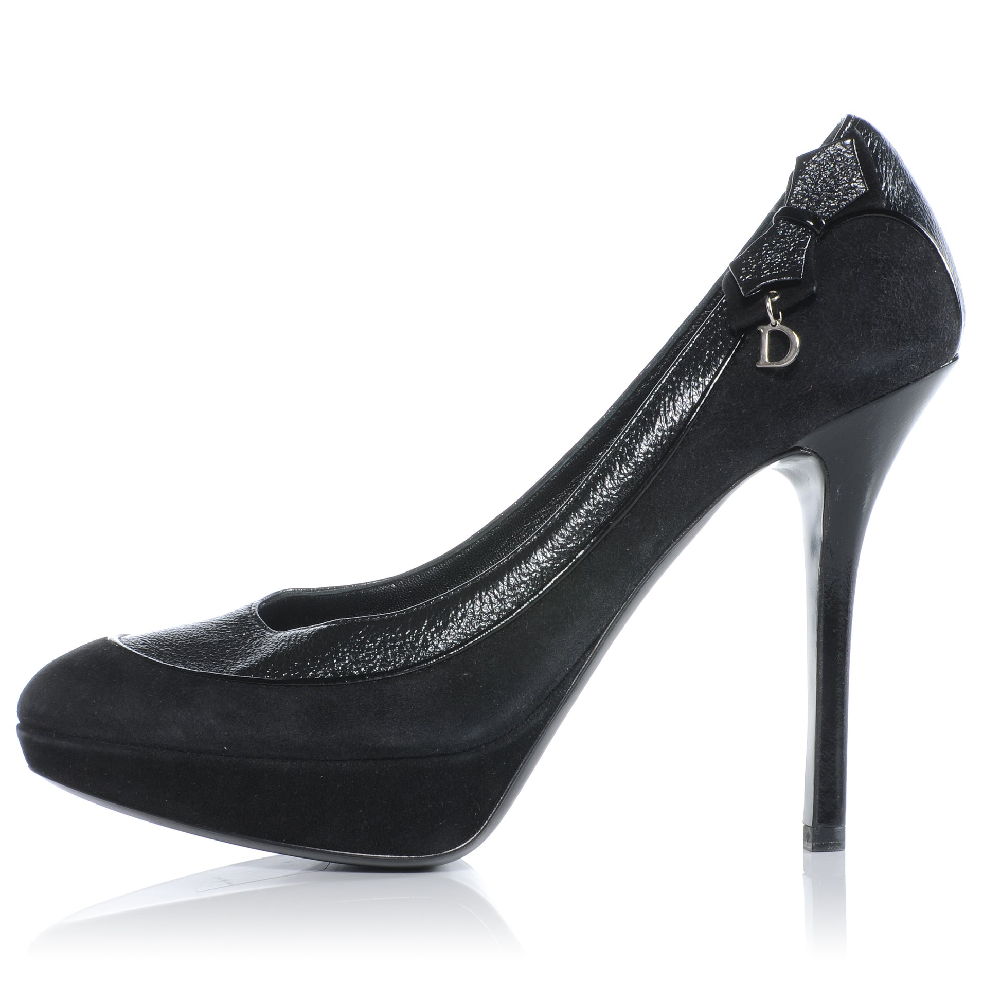 Christian Dior Suede Deco Platform Pumps Heels 38 Black 1 of 7