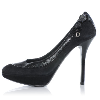 Christian Dior Suede Deco Platform Pumps Heels 38 Black 1 of 7