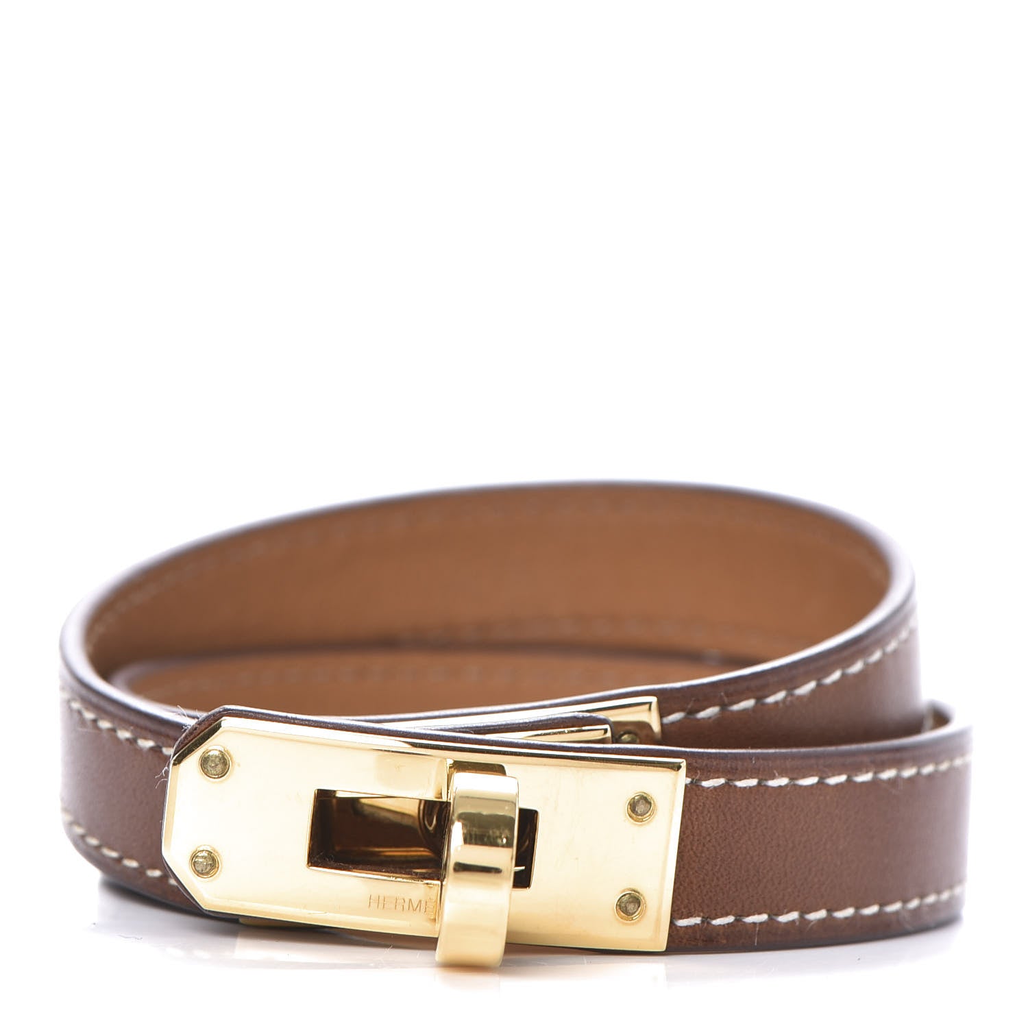 Hermes Barenia Kelly Double Tour Bracelet M Fauve 1 of 5