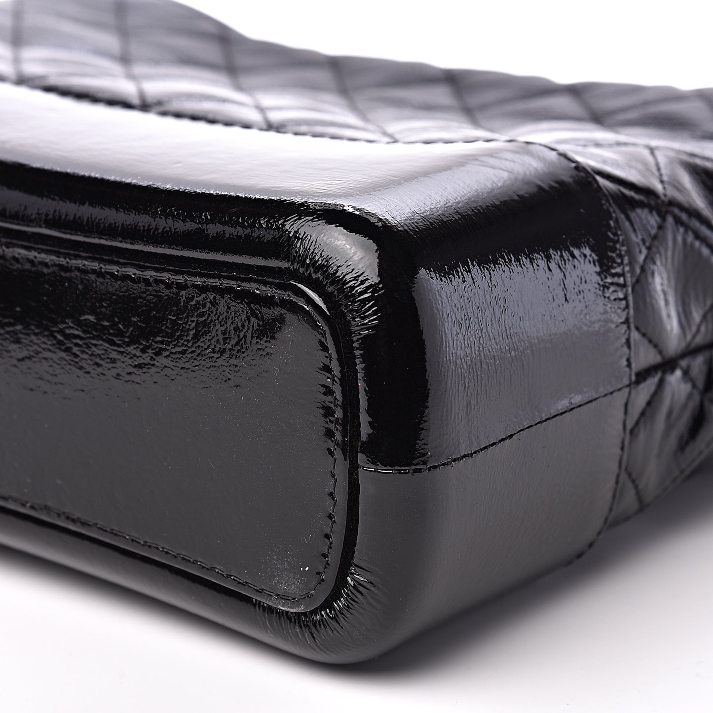 Patent Goatskin Quilted Medium Gabrielle Hobo Black
