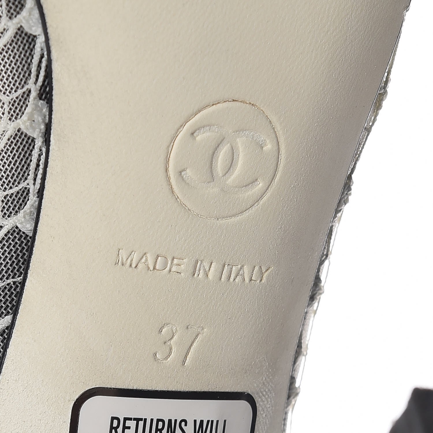 Chanel Lace Mesh Booties 37 IvoryBlack 9 of 9
