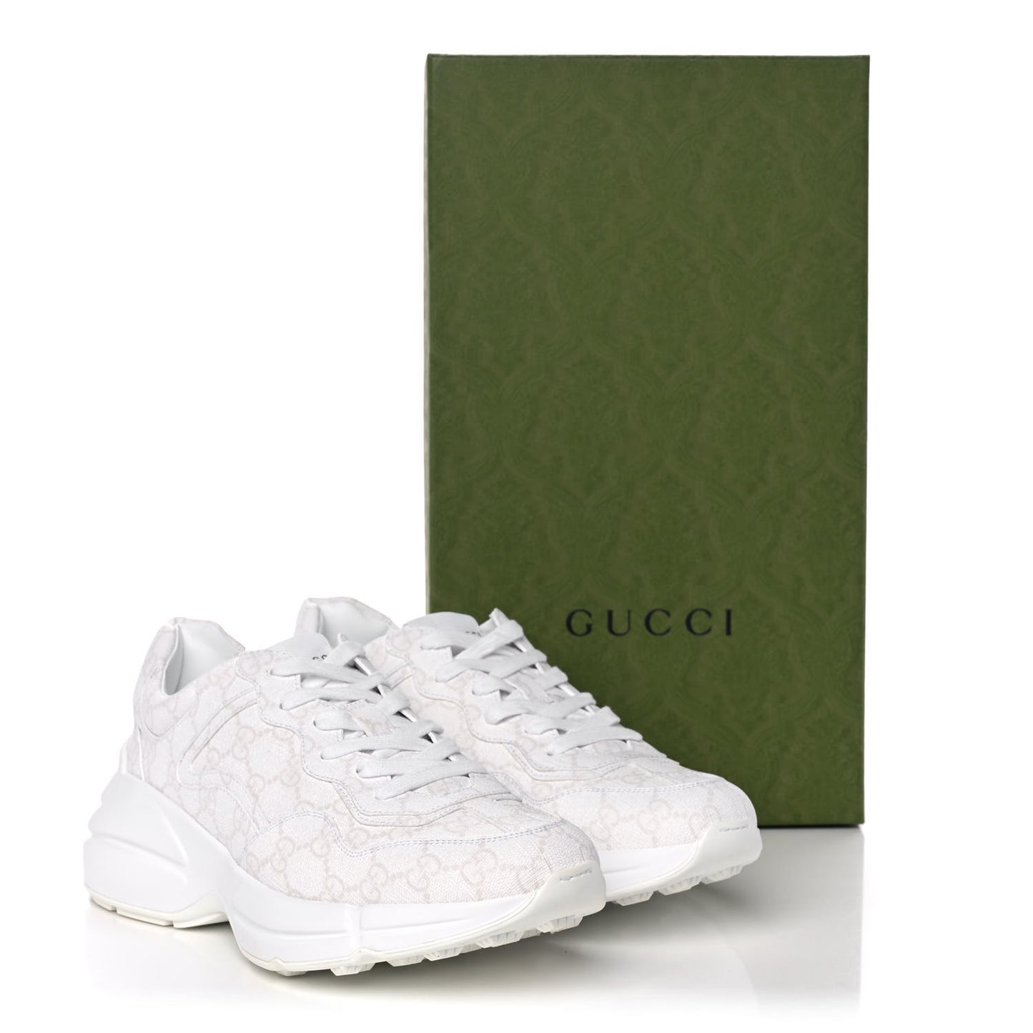 GG Supreme Monogram Womens Rhyton Sneakers 40 White