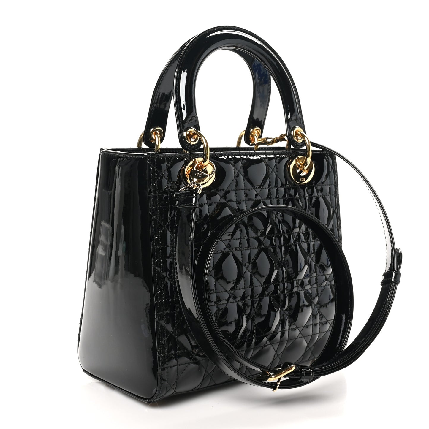 Patent Cannage Medium Lady Dior Black