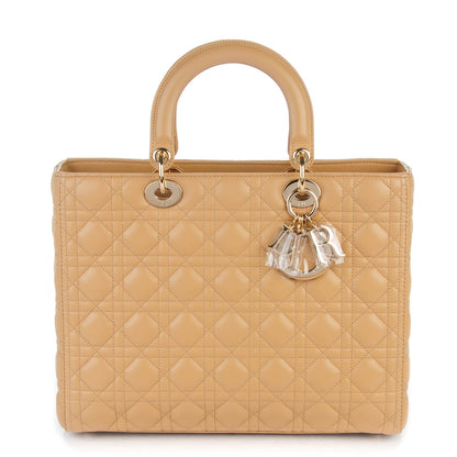 Christian Dior Lambskin Cannage Large Lady Dior Beige 1 of 7