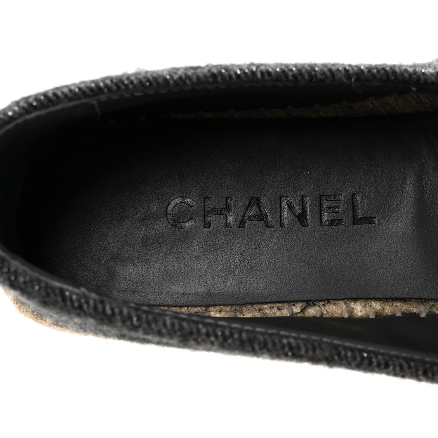 Chanel Tweed Lambskin CC Espadrilles 38 Grey 8 of 10