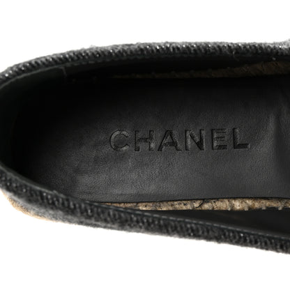 Chanel Tweed Lambskin CC Espadrilles 38 Grey 8 of 10
