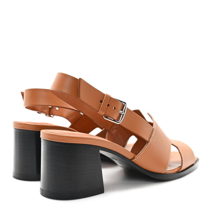 Hermes Calfskin Elbe 60 Sandals 38 Marron Glaise 5 of 10