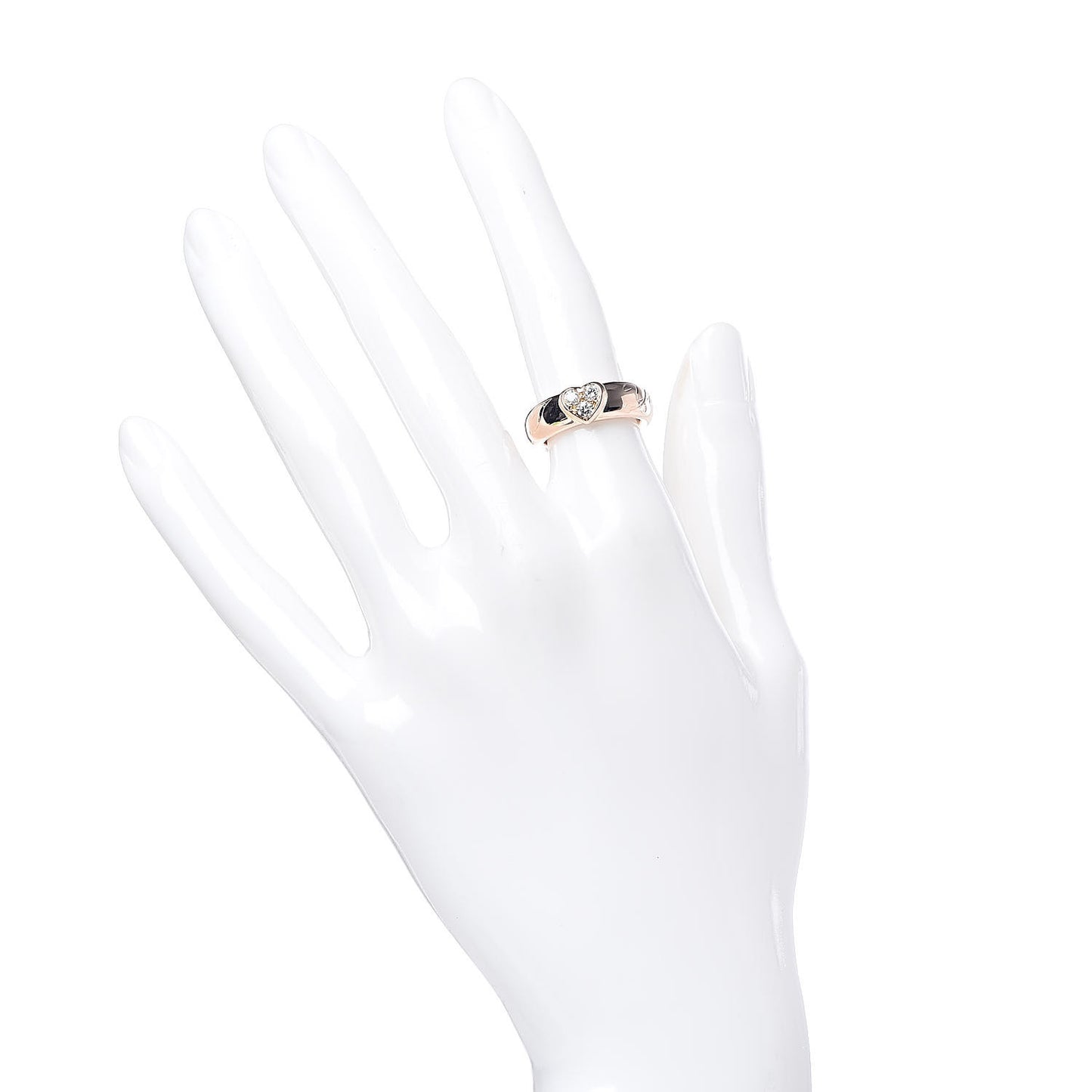 18K Rose Gold Diamond Heart Engraved Band Ring 48 4.5