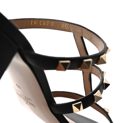 Valentino Garavani Calfskin Rockstud 60mm Caged Slide Sandals 40 Black 9 of 10