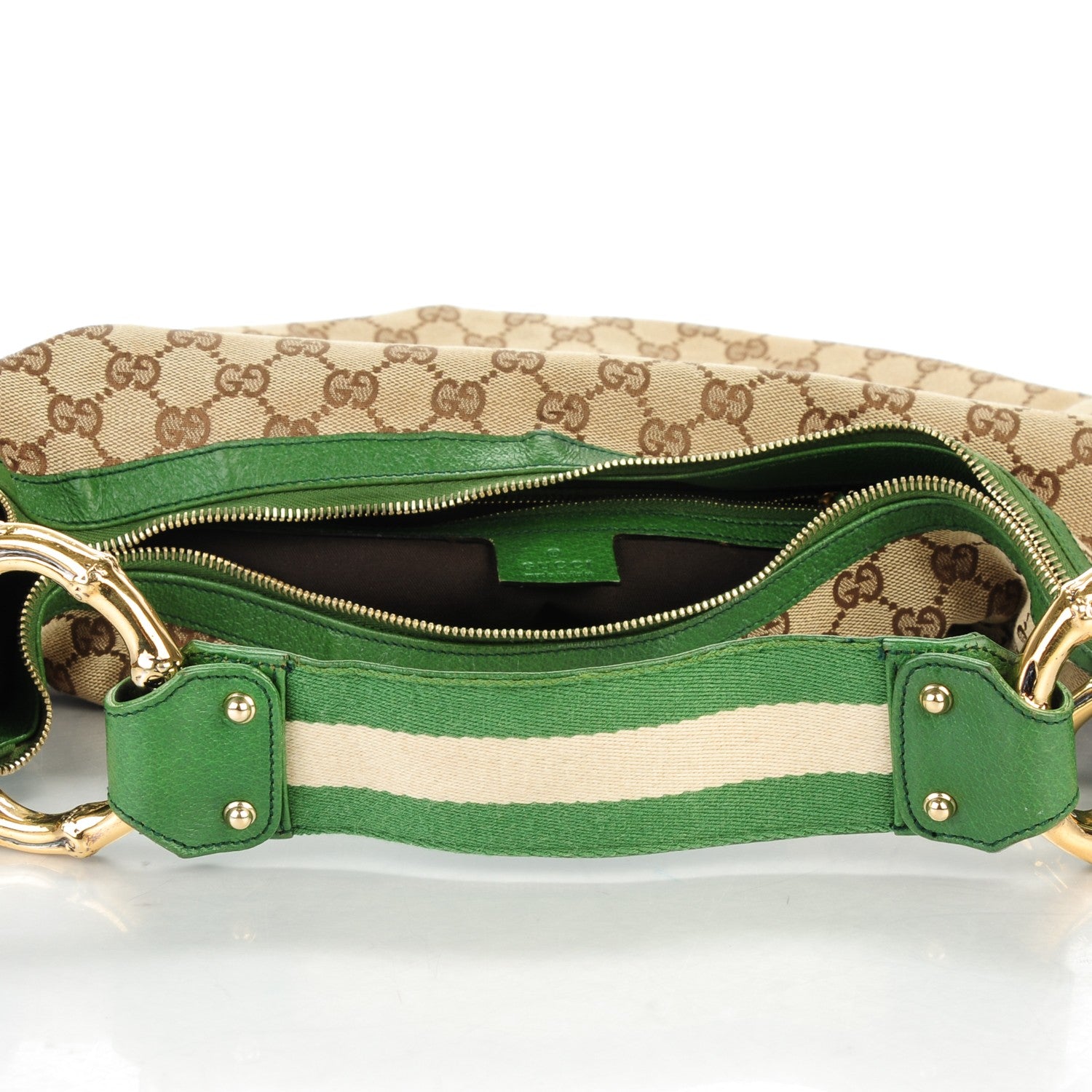 Gucci Monogram Web Bamboo Ring Hobo Green 8 of 8