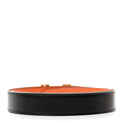 Hermes Box Togo 32mm H Belt 95 38 Black Orange 6 of 8