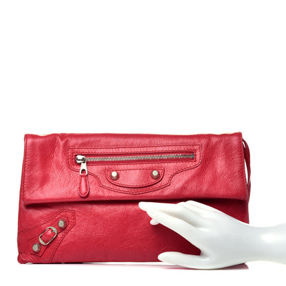 Balenciaga Agneau Giant 12 Silver Hardware Envelope Clutch Rose Thulian 2 of 6