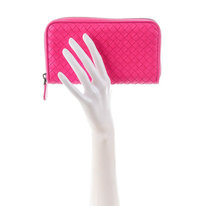 Bottega Veneta Nappa Intrecciato Zip Around Wallet Shocking Pink 2 of 8