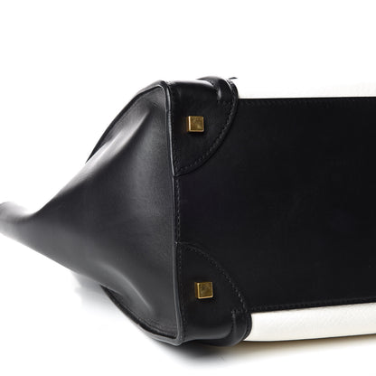 Celine Smooth Calfskin Shrunken Lambskin Mini Bi-Color Luggage Black White 5 of 10