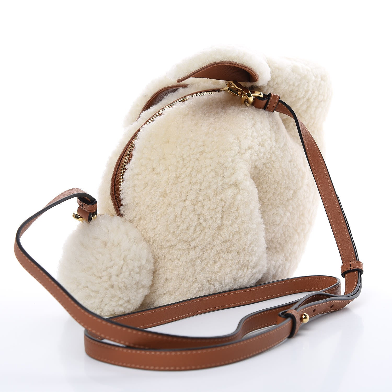 Loewe Shearling Mini Bunny Crossbody Bag Natural 3 of 8