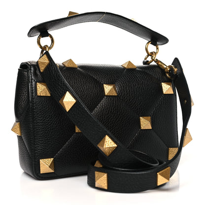 Valentino Garavani Grained Calfskin Medium Roman Stud Shoulder Bag Black 3 of 9