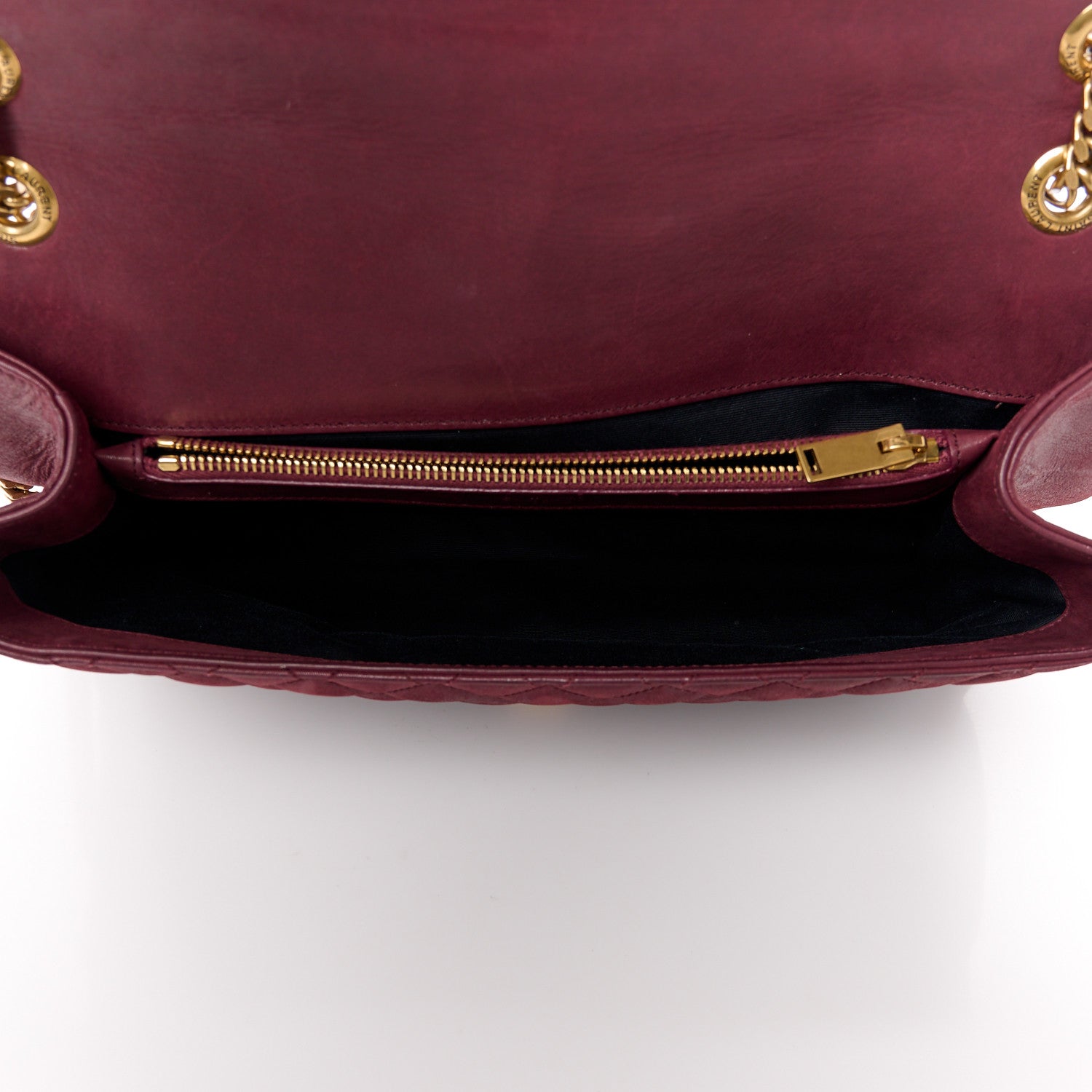 Saint Laurent SAINT LAURENT Calfskin Mixed Matelasse Triquilt Large Monogram Envelope Satchel Oxblood 5 of 14