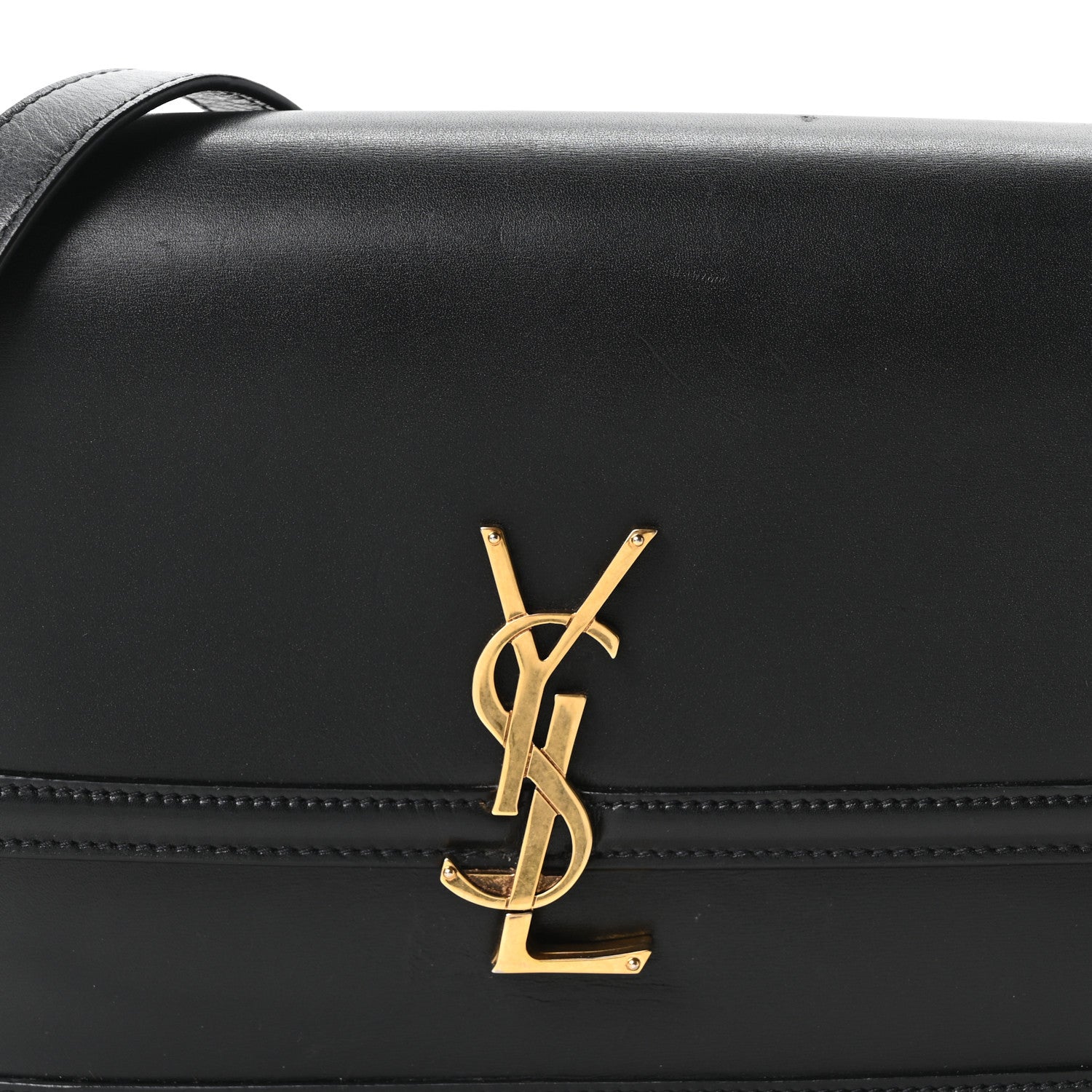Saint Laurent Box Calfskin Monogram Medium Solferino Satchel Black 8 of 10