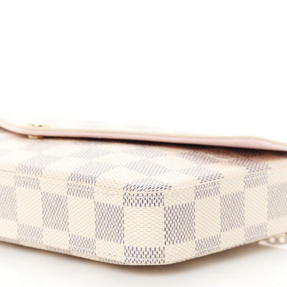 Louis Vuitton Damier Azur Pochette Felicie Chain Wallet Rose Ballerine 14 of 14
